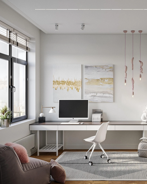 Рабочая зона у окна: советы по обустройству и идеи для разных комнат (89 фото)